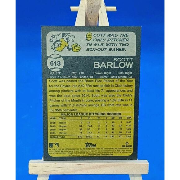 2022 Topps Heritage High Number - Scott Barlow #613 - Picture 3 of 4